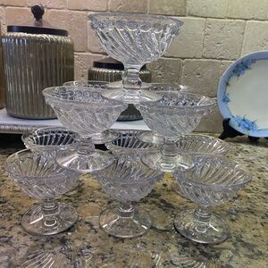 Set of 12 Rare Vintage Westmorland Ball & Swirl Champagne/ Low Sherbet Glasses